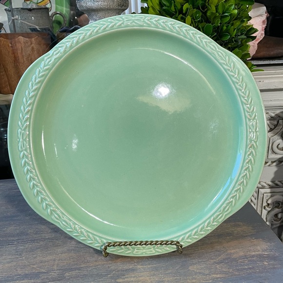 vintage Universal Cambridge Laurella Jade Green Cake Plate platter - Picture 1 of 8